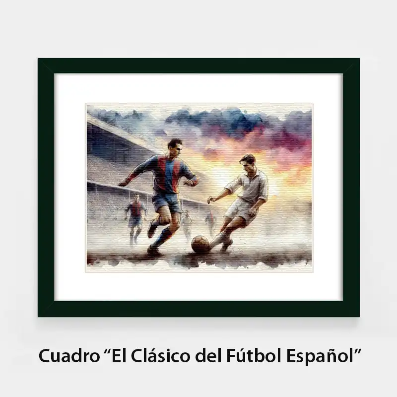 cuadro el clásico del futbol español Ilustración del clásico del fútbol español | copia.cuadrosdefutbol.com