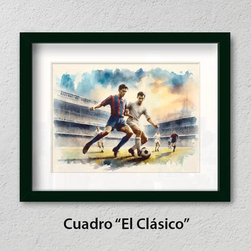 cuadro el clásico cuadros de fútbol Cuadro el clásico del futbol español estilo retro - copia.cuadrosdefutbol.com
