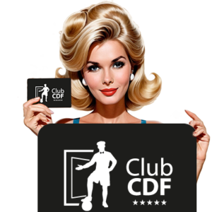 Una imagen de la periodista argentina Daniela Bauman con la tarjeta del Club Cuadros de Fútbol