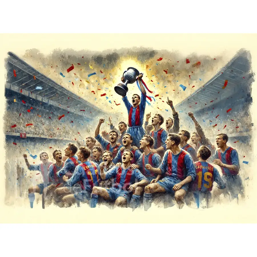 Jugadores del Barça campeones de la copa del Generalísimo | Cuadros de Fútbol para decorar tu pared